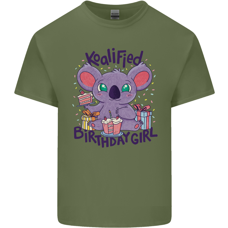 Koalified Birthday Girl 3rd 4th 5th 6th 7th 8th 9th Mens Cotton T-Shirt Tee Top Military Green