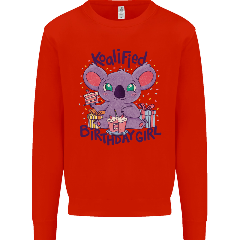 Koalified Birthday Girl 3rd 4th 5th 6th 7th 8th 9th Mens Sweatshirt Jumper Bright Red