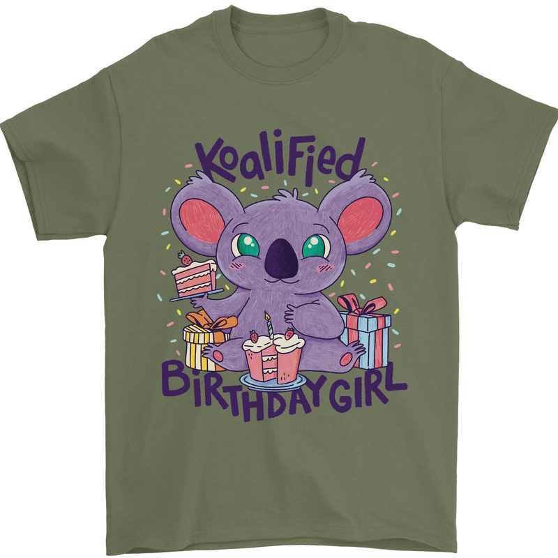 Koalified Birthday Girl 3rd 4th 5th 6th 7th 8th 9th Mens T-Shirt 100% Cotton Military Green