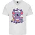 Koalified Birthday Girl 3rd 4th 5th 6th 7th 8th 9th Mens V-Neck Cotton T-Shirt White