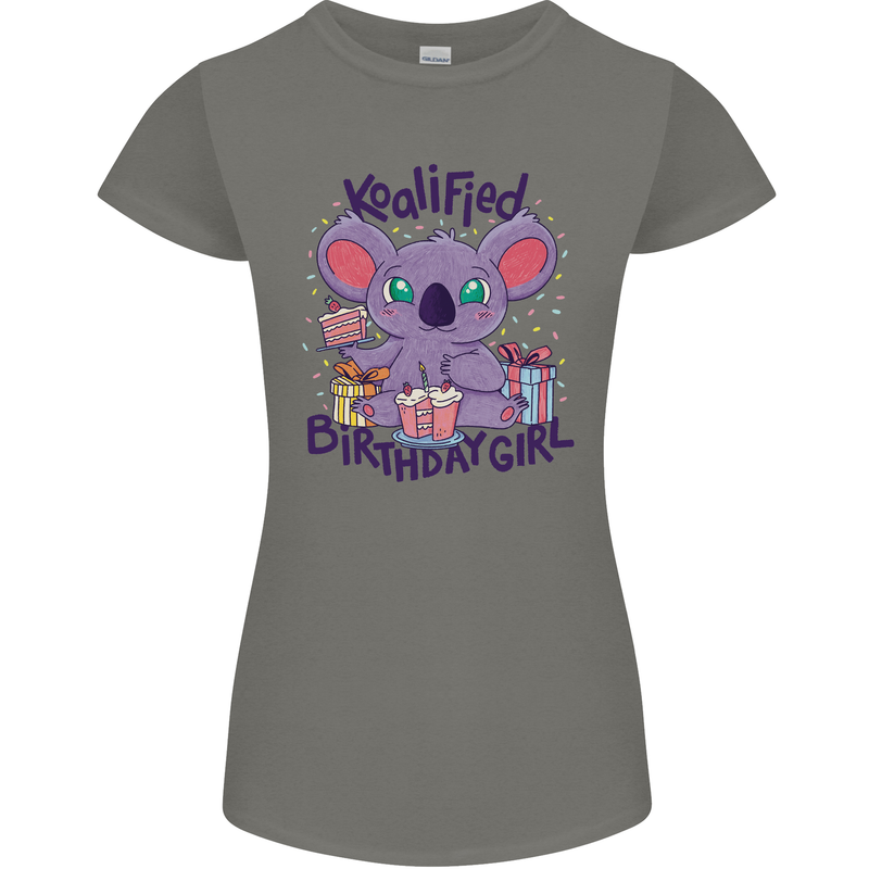 Koalified Birthday Girl 3rd 4th 5th 6th 7th 8th 9th Womens Petite Cut T-Shirt Charcoal