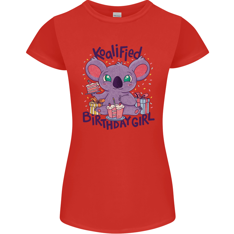 Koalified Birthday Girl 3rd 4th 5th 6th 7th 8th 9th Womens Petite Cut T-Shirt Red