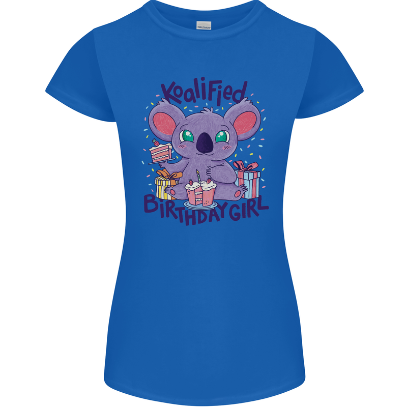 Koalified Birthday Girl 3rd 4th 5th 6th 7th 8th 9th Womens Petite Cut T-Shirt Royal Blue