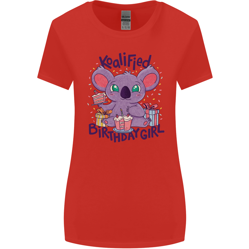 Koalified Birthday Girl 3rd 4th 5th 6th 7th 8th 9th Womens Wider Cut T-Shirt Red