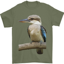 Kookaburra Kingfisher Ornathology Birdwatcher Mens T-Shirt 100% Cotton Military Green