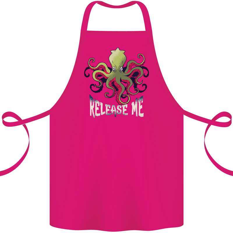 Kraken Release Me Octopus Cthulhu Squid Cotton Apron 100% Organic Pink