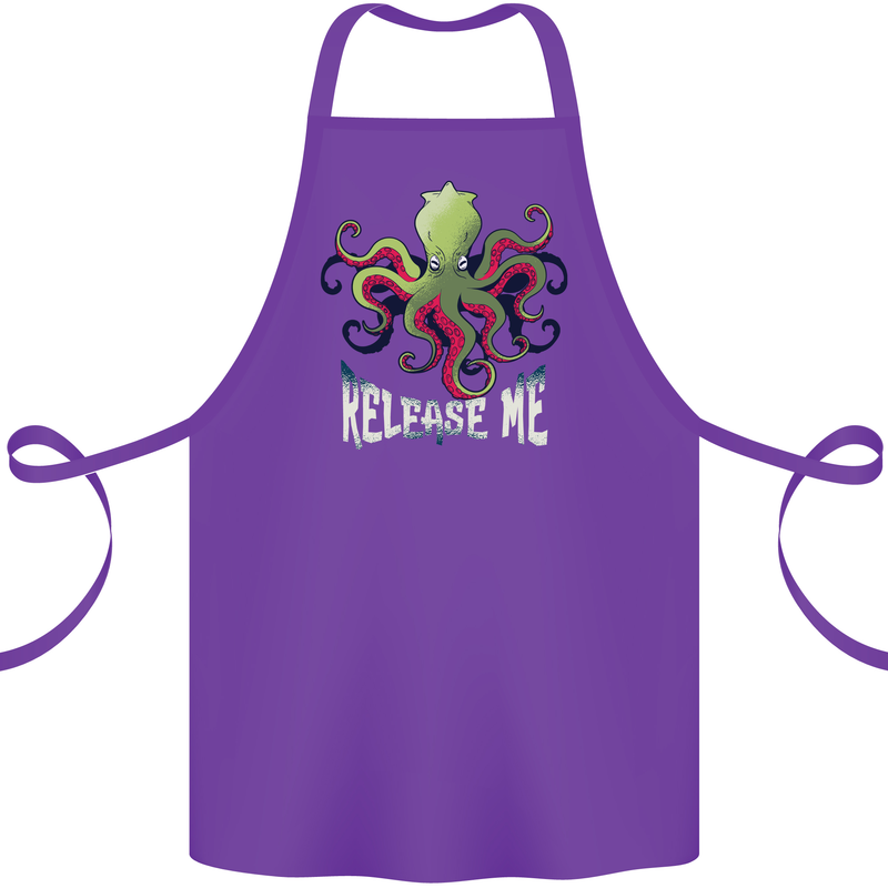 Kraken Release Me Octopus Cthulhu Squid Cotton Apron 100% Organic Purple