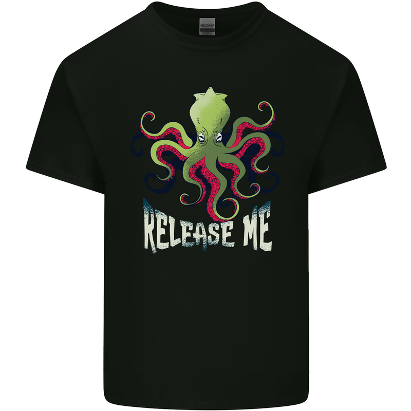 Kraken Release Me Octopus Cthulhu Squid Mens Cotton T-Shirt Tee Top Black