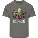 Kraken Release Me Octopus Cthulhu Squid Mens Cotton T-Shirt Tee Top Charcoal