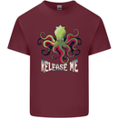 Kraken Release Me Octopus Cthulhu Squid Mens Cotton T-Shirt Tee Top Maroon