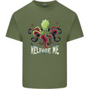 Kraken Release Me Octopus Cthulhu Squid Mens Cotton T-Shirt Tee Top Military Green