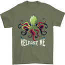 Kraken Release Me Octopus Cthulhu Squid Mens T-Shirt 100% Cotton Military Green