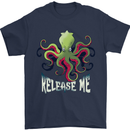 Kraken Release Me Octopus Cthulhu Squid Mens T-Shirt 100% Cotton Navy Blue