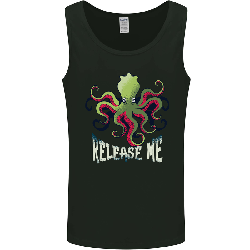 Kraken Release Me Octopus Cthulhu Squid Mens Vest Tank Top Black