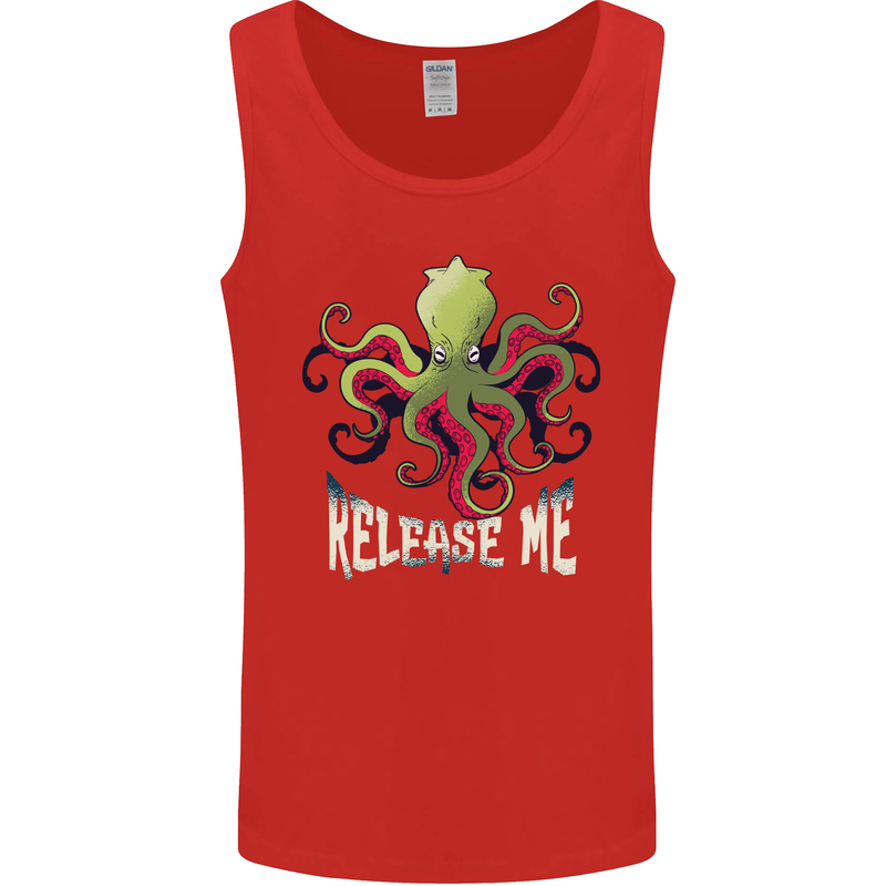 Kraken Release Me Octopus Cthulhu Squid Mens Vest Tank Top Red