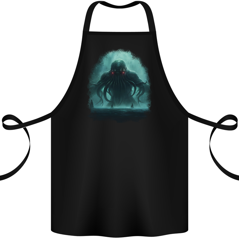 Kraken Sea Monster Cthulhu Mythology Cotton Apron 100% Organic Black