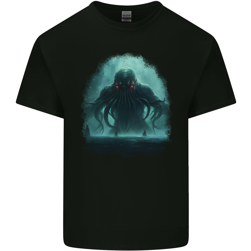Kraken Sea Monster Cthulhu Mythology Kids T-Shirt Childrens Black