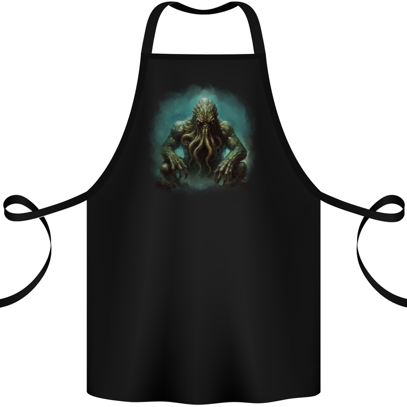 Kraken Under the Ocean Cthulhu Poseidon Cotton Apron 100% Organic Black