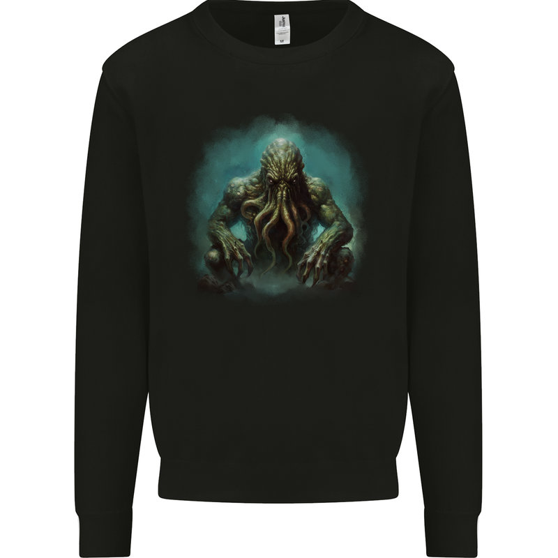 Kraken Under the Ocean Cthulhu Poseidon Mens Sweatshirt Jumper Black