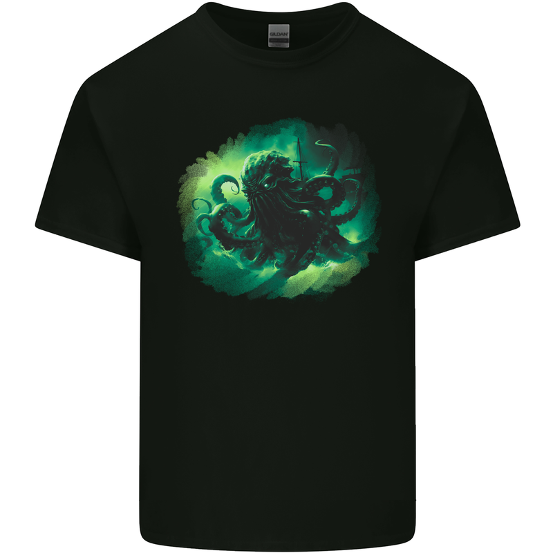 Kraken and Ship Kids T-Shirt Childrens Black