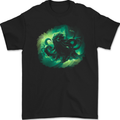 Kraken and Ship Mens Gildan Cotton T-Shirt Black