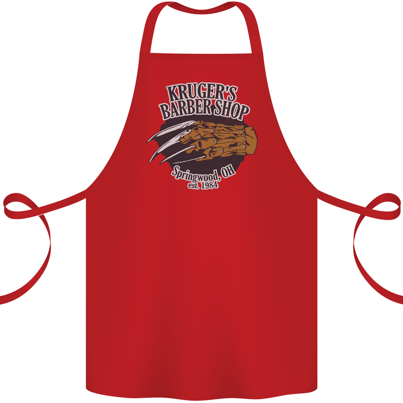 Krugers Barber Shop Funny Halloween Cotton Apron 100% Organic Red