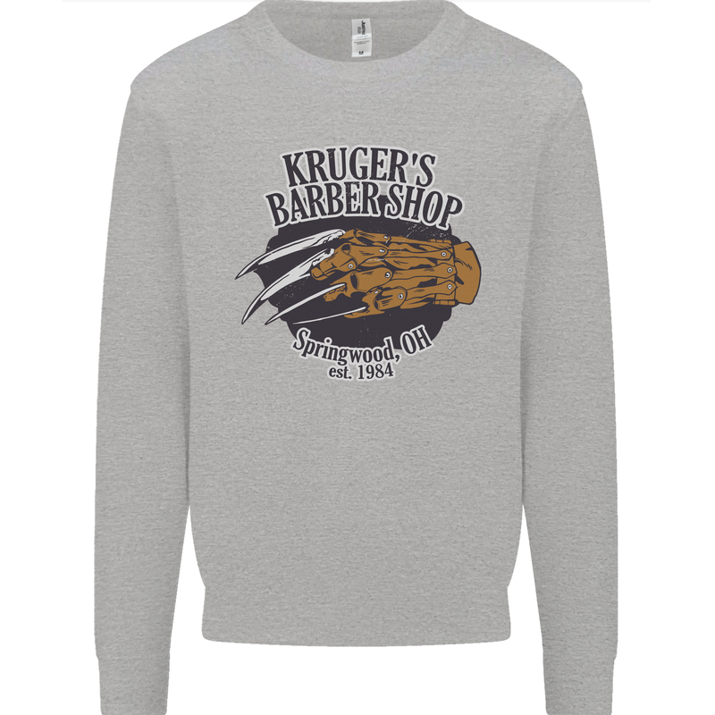 Krugers Barber Shop Funny Halloween Kids Sweatshirt Jumper Sports Grey