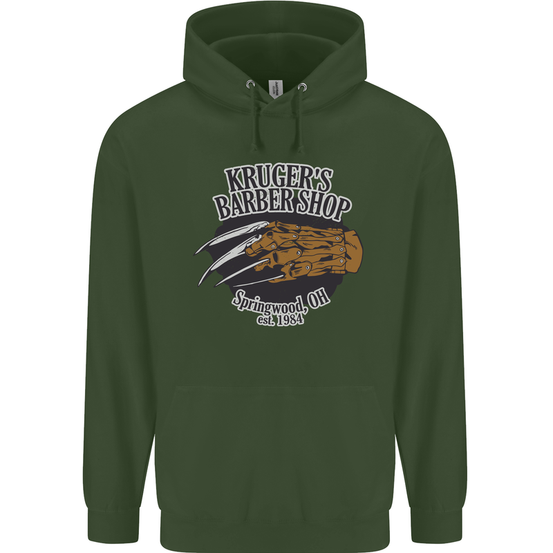 Krugers Barber Shop Funny Halloween Mens 80% Cotton Hoodie Forest Green