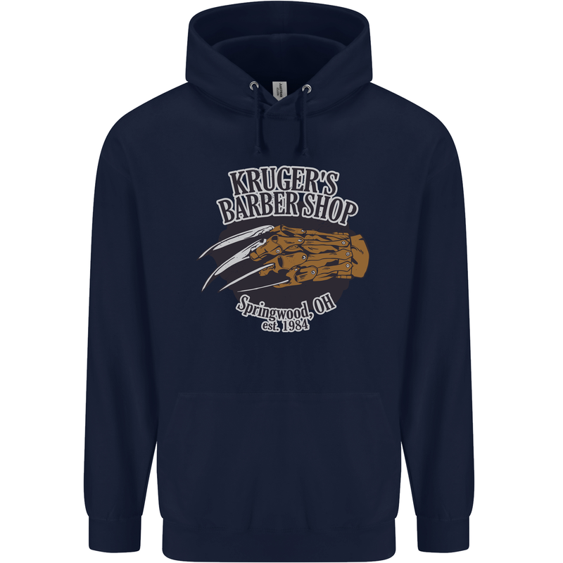 Krugers Barber Shop Funny Halloween Mens 80% Cotton Hoodie Navy Blue
