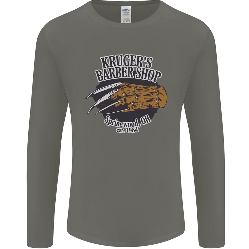 Krugers Barber Shop Funny Halloween Mens Long Sleeve T-Shirt Charcoal