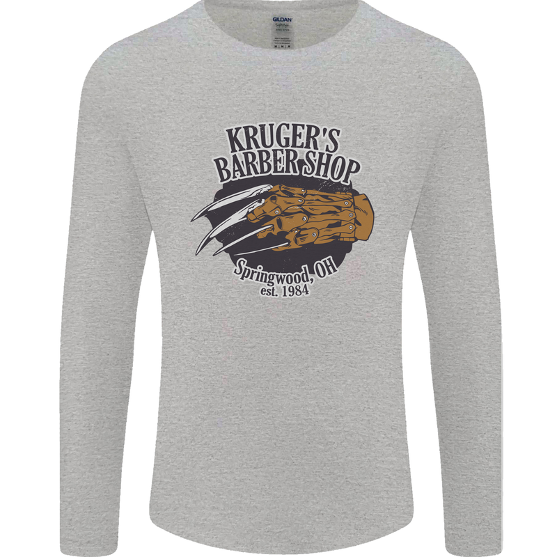 Krugers Barber Shop Funny Halloween Mens Long Sleeve T-Shirt Sports Grey