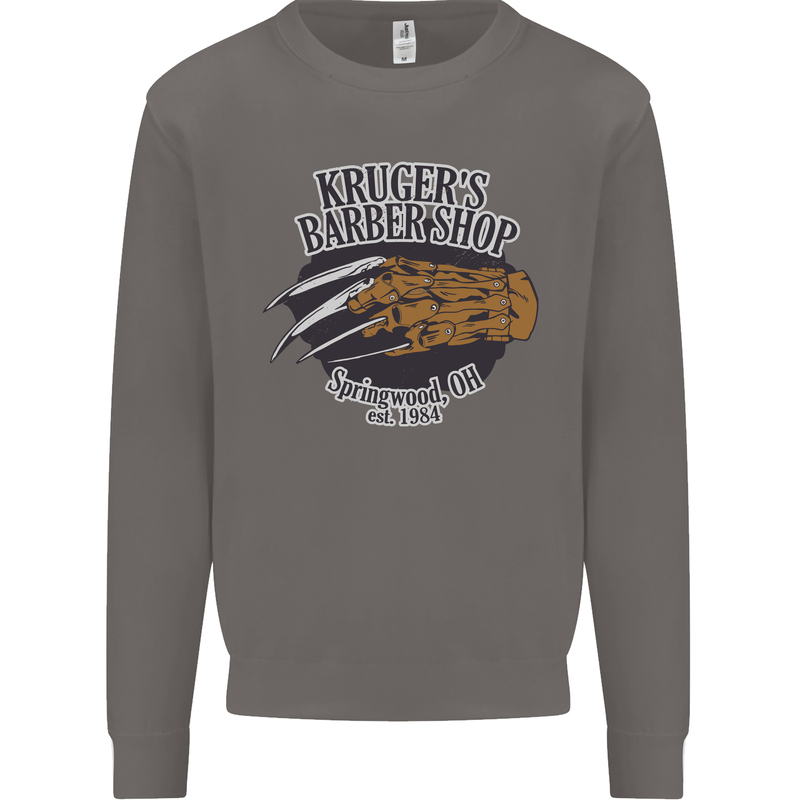 Krugers Barber Shop Funny Halloween Mens Sweatshirt Jumper Charcoal