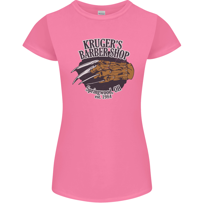 Krugers Barber Shop Funny Halloween Womens Petite Cut T-Shirt Azalea