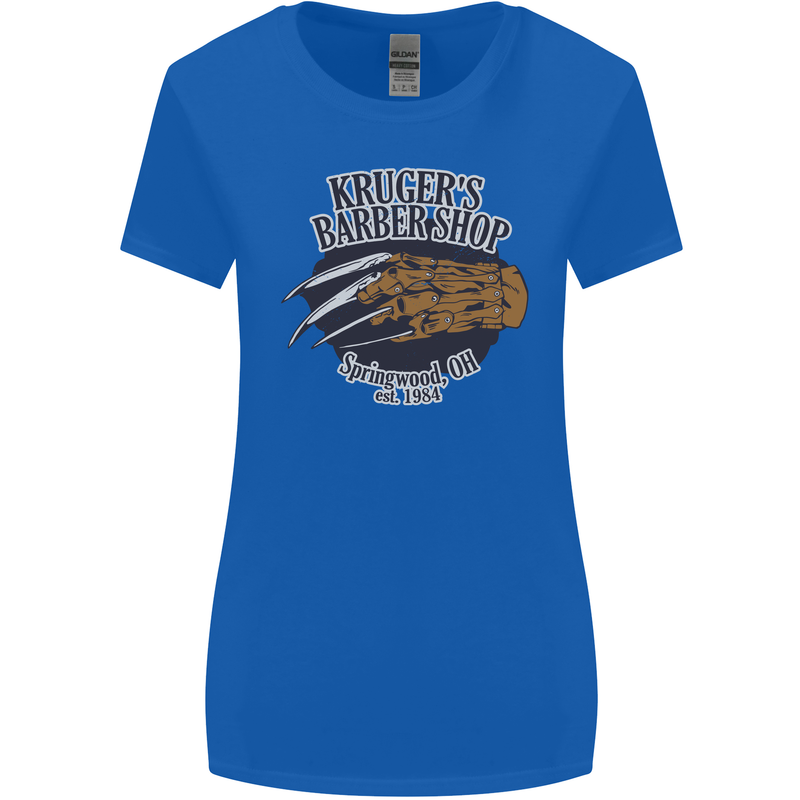 Krugers Barber Shop Funny Halloween Womens Wider Cut T-Shirt Royal Blue