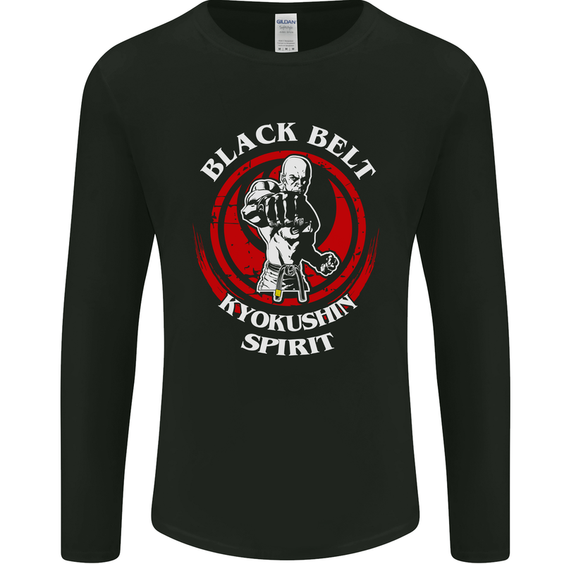 Kyokushin Spirit Karate Martial Arts MMA Mens Long Sleeve T-Shirt Black