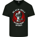 Kyokushin Spirit Karate Martial Arts MMA Mens V-Neck Cotton T-Shirt Black