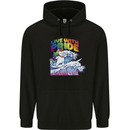 LGBT Live With Pride Unicorn Gay Pride Awareness Mens 80% Cotton Hoodie Black