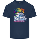 LGBT Live With Pride Unicorn Gay Pride Awareness Mens Cotton T-Shirt Tee Top Navy Blue