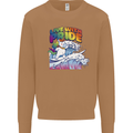 LGBT Live With Pride Unicorn Gay Pride Awareness Mens Sweatshirt Jumper Caramel Latte
