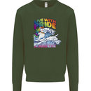 LGBT Live With Pride Unicorn Gay Pride Awareness Mens Sweatshirt Jumper Forest Green