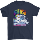LGBT Live With Pride Unicorn Gay Pride Awareness Mens T-Shirt 100% Cotton Navy Blue