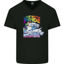 LGBT Live With Pride Unicorn Gay Pride Awareness Mens V-Neck Cotton T-Shirt Black