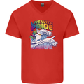 LGBT Live With Pride Unicorn Gay Pride Awareness Mens V-Neck Cotton T-Shirt Red