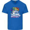 LGBT Live With Pride Unicorn Gay Pride Awareness Mens V-Neck Cotton T-Shirt Royal Blue