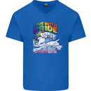 LGBT Live With Pride Unicorn Gay Pride Awareness Mens V-Neck Cotton T-Shirt Royal Blue