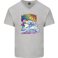 LGBT Live With Pride Unicorn Gay Pride Awareness Mens V-Neck Cotton T-Shirt Sports Grey