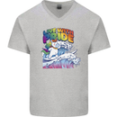 LGBT Live With Pride Unicorn Gay Pride Awareness Mens V-Neck Cotton T-Shirt Sports Grey