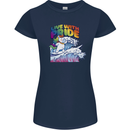 LGBT Live With Pride Unicorn Gay Pride Awareness Womens Petite Cut T-Shirt Navy Blue