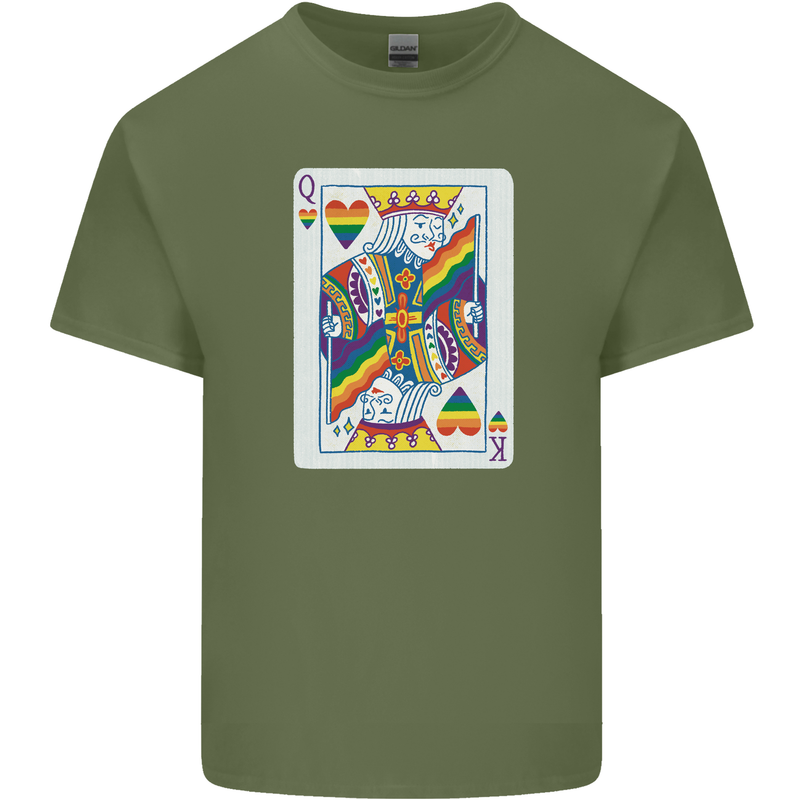 LGBT Queen Funny Gay Pride Mens Cotton T-Shirt Tee Top Military Green