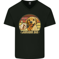 Labrador Dad Funny Fathers Day Dog Mens V-Neck Cotton T-Shirt Black